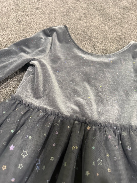 Cat & Jack Sparkly Silver Velvet Dress Sz M (7/8) - Picture 4 of 6